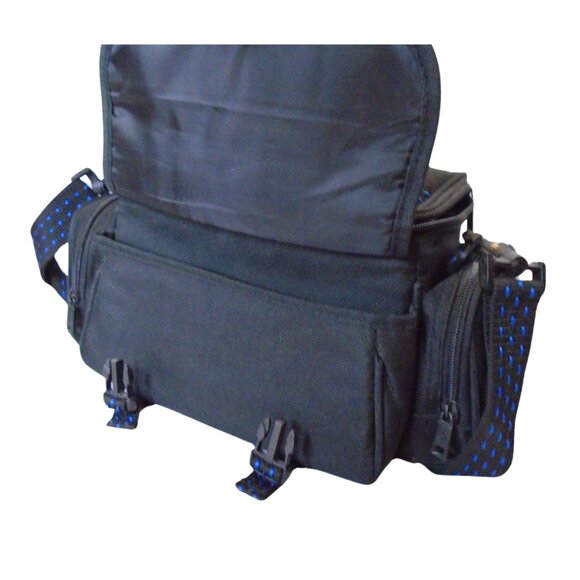 Samsonite Deluxe black with blue accents digital or film camera or camcorder bag - Picture 3 of 6